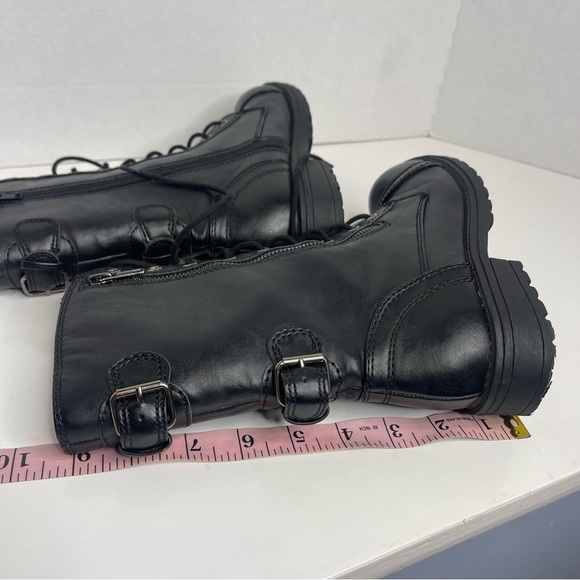 SODA COMBAT BOOTS Black strappy size 3 - Picture 7 of 7